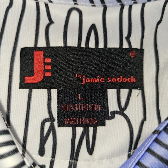 Jamie Sadock Polo Shirt Mens Large Black White Performance Casual Golf Stretch - Picture 8 of 14